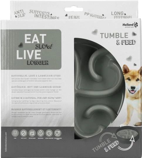 Eat Slow Live Longer Tumble Feeder Grey 2 Eat Slow Live Longer Tumble Feeder Grey - Afbeelding 2