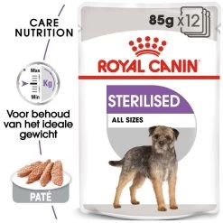 Royal Canin Hondenvoer Sterilised Wet 12 X 85 Gr -Huisdier Korting Winkel royal canin sterilised natvoeding extra zorg gesteriliseerde volwassen kleine honden hero packshot